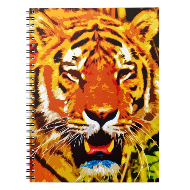 Fierce Bright Orange Siberian Tiger Notebook (Front)