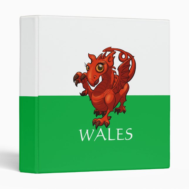 Fierce But Cute Baby Welsh Red Dragon Cartoon Binder (Front/Spine)