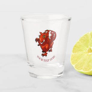 Fierce But Cute Baby Welsh Red Dragon Cartoon Shot Glass