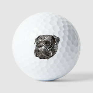 Fierce Celtic Silver Bulldog Warrior Knot Totem Golf Balls