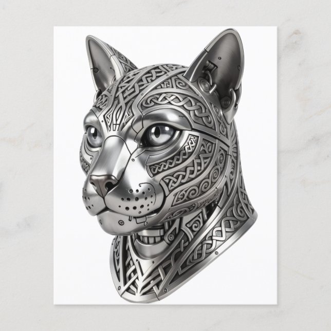 Fierce Celtic Silver Cat Head – Stealth Warrior To Flyer (Front)