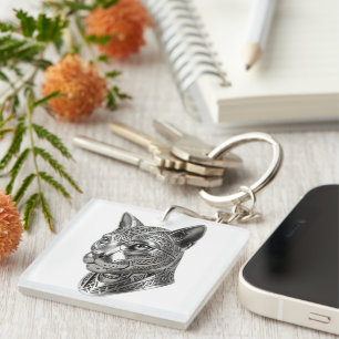 Fierce Celtic Silver Cat Head – Stealth Warrior To Keychain