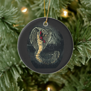 Fierce Cobra Snake Dark Jungle Tattoo Art Ceramic Ornament