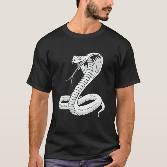 Fierce Cobra Snake Distressed Graphic T-Shirt (Front)