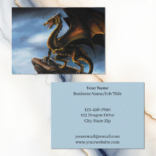 Fierce Copper Gold Black Dragon Fantasy Business Card