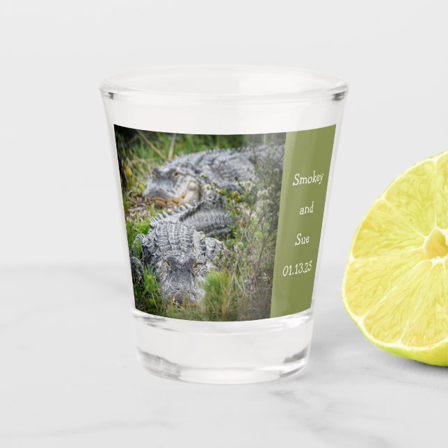 "Fierce Couple" Alligator Shot Glass (Front)