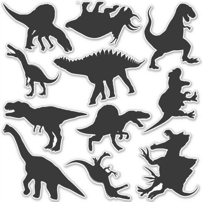 Fierce Dinosaur Silhouette Set of Eleven Stickers (Front)