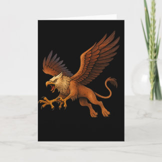 Fierce Diving Golden Griffin Mythology Fantasy Art Card