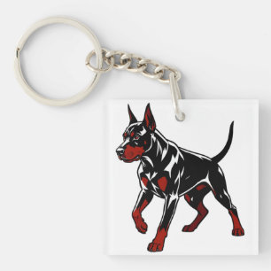 Fierce Doberman Guard Dog Keychain