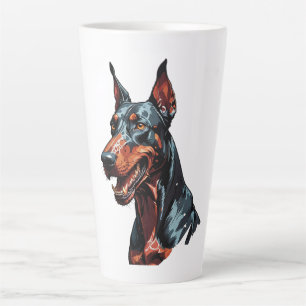 Fierce Doberman Portrait Aggressive Dog gift Latte Mug