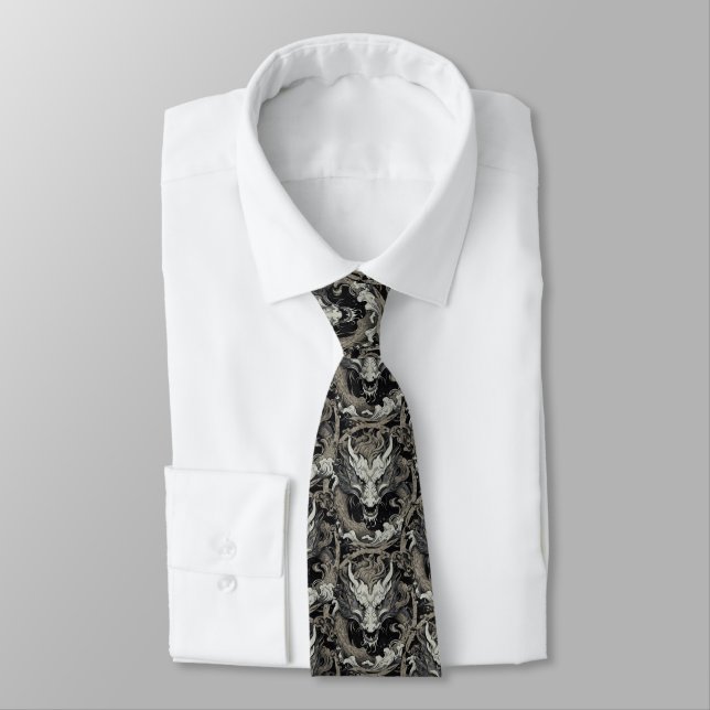 Fierce Dragons Medieval Chinese Tie (Tied)