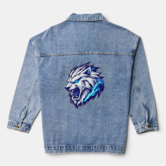 Fierce Électrique Tête de Lion Denim Veste - Bleu 