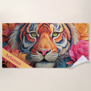 Fierce Elegance: The Art of Strength Beach Towel