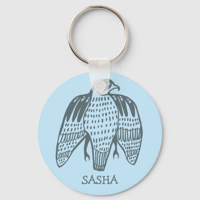 Fierce Falcon CUSTOM NAME Peregrine Bird Keychain (Front)