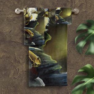 Fierce Fantasy Warrior Angel Sword Bath Towel Set