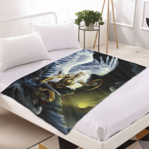 Fierce Fantasy Warrior Angel Sword Fleece Blanket