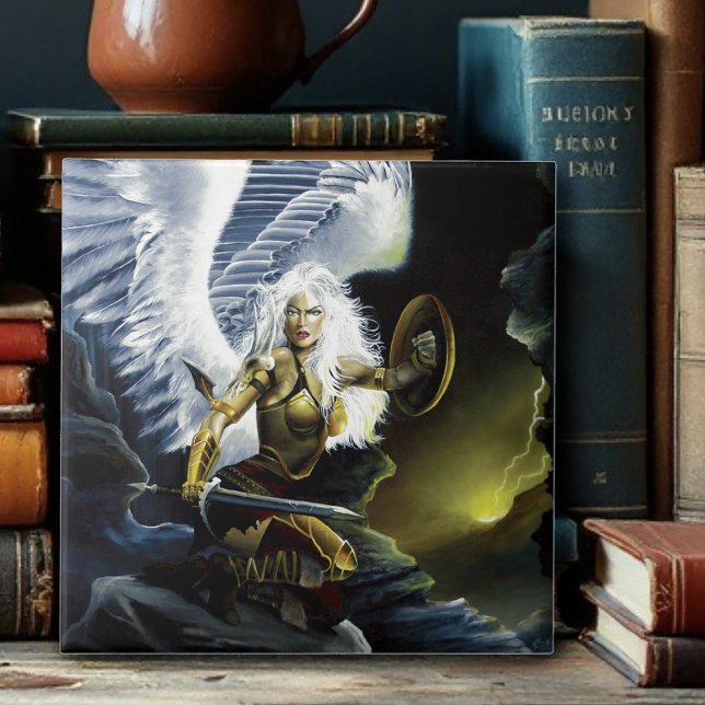 Fierce Fantasy Warrior Angel Sword Tile (Creator Uploaded)