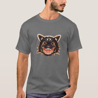 Fierce Feline: Wild and Bold Cat Design T-Shirt