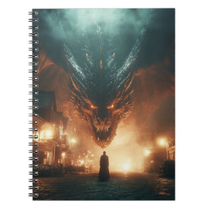Fierce Fiery Angry Black Ancient Dragon  Notebook
