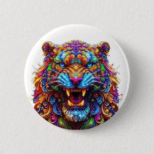 Fierce Glowing Tiger 2 Inch Round Button