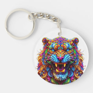 Fierce Glowing Tiger Keychain