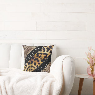 Fierce Harmony: African Leopard & Snakeskin Patter Lumbar Pillow