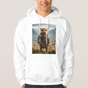 Fierce Highland Warrior: The Courageous Cow Viking Hoodie