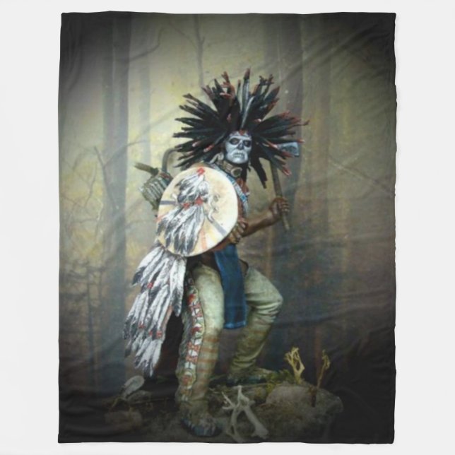 FIERCE INDIAN WARRIOR FLEECE BLANKET (Front)