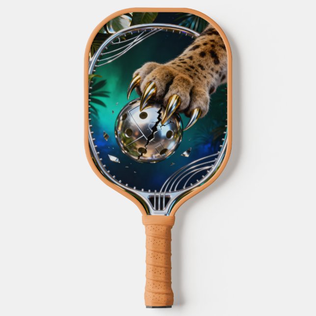 Fierce Jungle Cat Slash Metallic Pickleball – Chro Pickleball Paddle (Front)