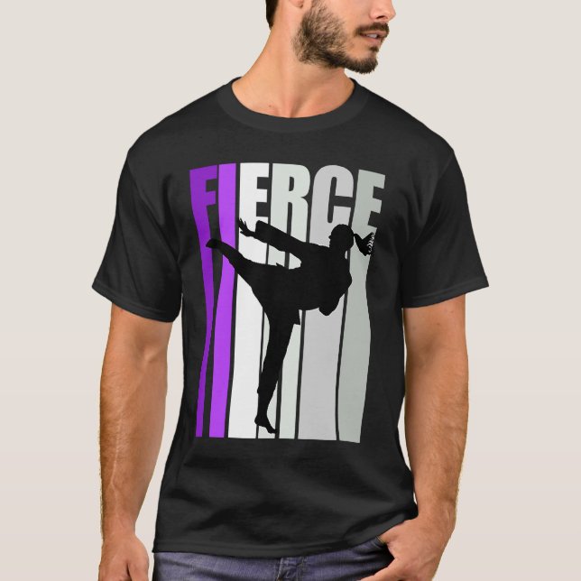 Fierce Karate Birthday Colourful Black Belt Practi T-Shirt (Front)