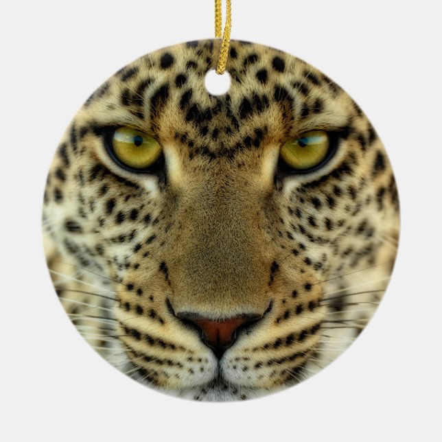 Fierce Leopard Ceramic Ornament (Front)