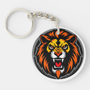 Fierce Lion Head Graphic Vibrant Keychain