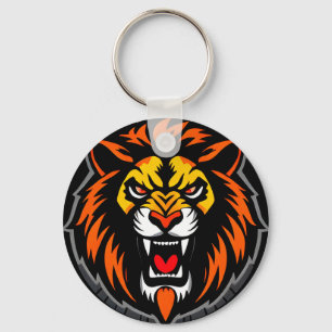 Fierce Lion Head Graphic Vibrant Keychain