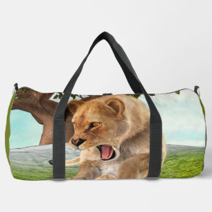 Fierce Lioness Jungle Adventure Art Duffle Bag