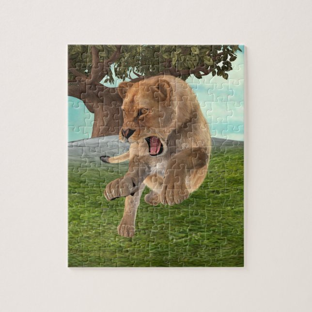 Fierce Lioness Jungle Adventure Art Jigsaw Puzzle (Vertical)