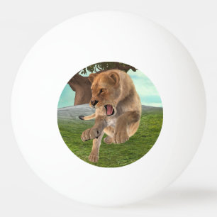 Fierce Lioness Jungle Adventure Art Ping Pong Ball