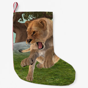 Fierce Lioness Jungle Adventure Art Small Christmas Stocking