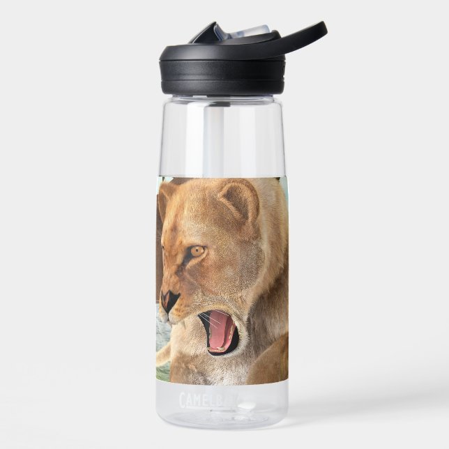 Fierce Lioness Jungle Adventure Art Water Bottle (Left)