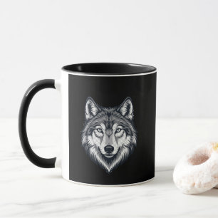 Fierce Lone Wolf Head Graphic Coffee Mug