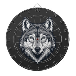 Fierce Lone Wolf Head Graphic Dartboard