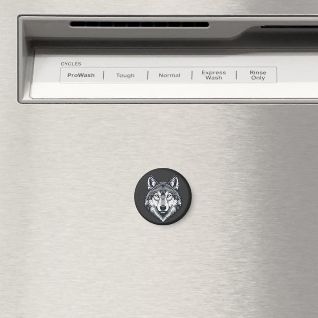 Fierce Lone Wolf Head Graphic Magnet (In Situ (Dishwasher))