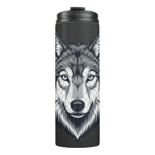 Fierce Lone Wolf Head Graphic Thermal Tumbler