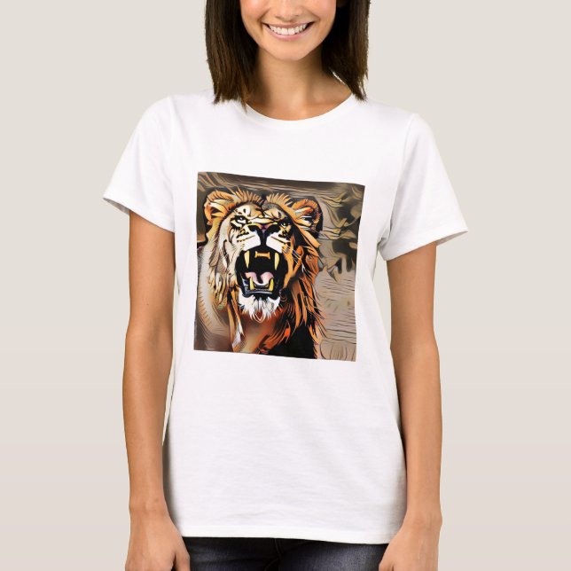 Fierce Majestic Lion - King Of The Beasts T-Shirt (Front)