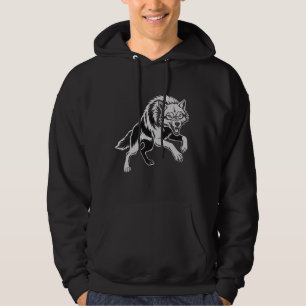 Fierce Minimal White Line Wolf Art T-Shirt Hoodie