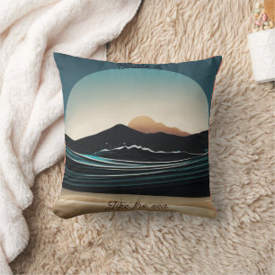 Fierce Minimalist Monta beach Ocean Wave Logo - Throw Pillow