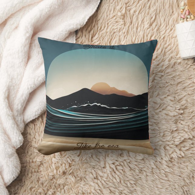 Fierce Minimalist Monta beach Ocean Wave Logo - Throw Pillow (Blanket)
