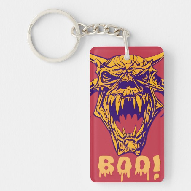 Fierce Monster BOO Halloween Scary Design keychain (Front)