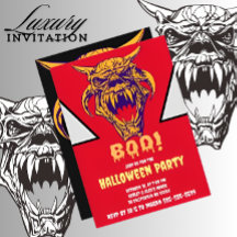 Fierce Monster BOO Scary Halloween Invitation Card