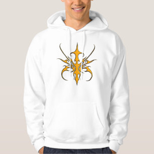 Fierce Orange Tribal Line Art Illustration Hoodie