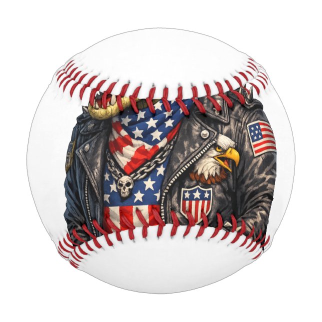 Fierce Patriotic Alligator Biker Leather Jacket St Baseball (Front)